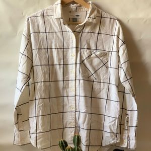 White plaid collared button down - Old Navy